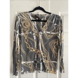 Elegantissimo Firenze Womens Large Gray Equestrian Cardigan Sweater